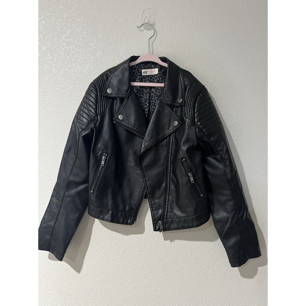 H&M Faux Leather Jacket Juniors size 10/11 or Women's Petite 0/2P (L3)